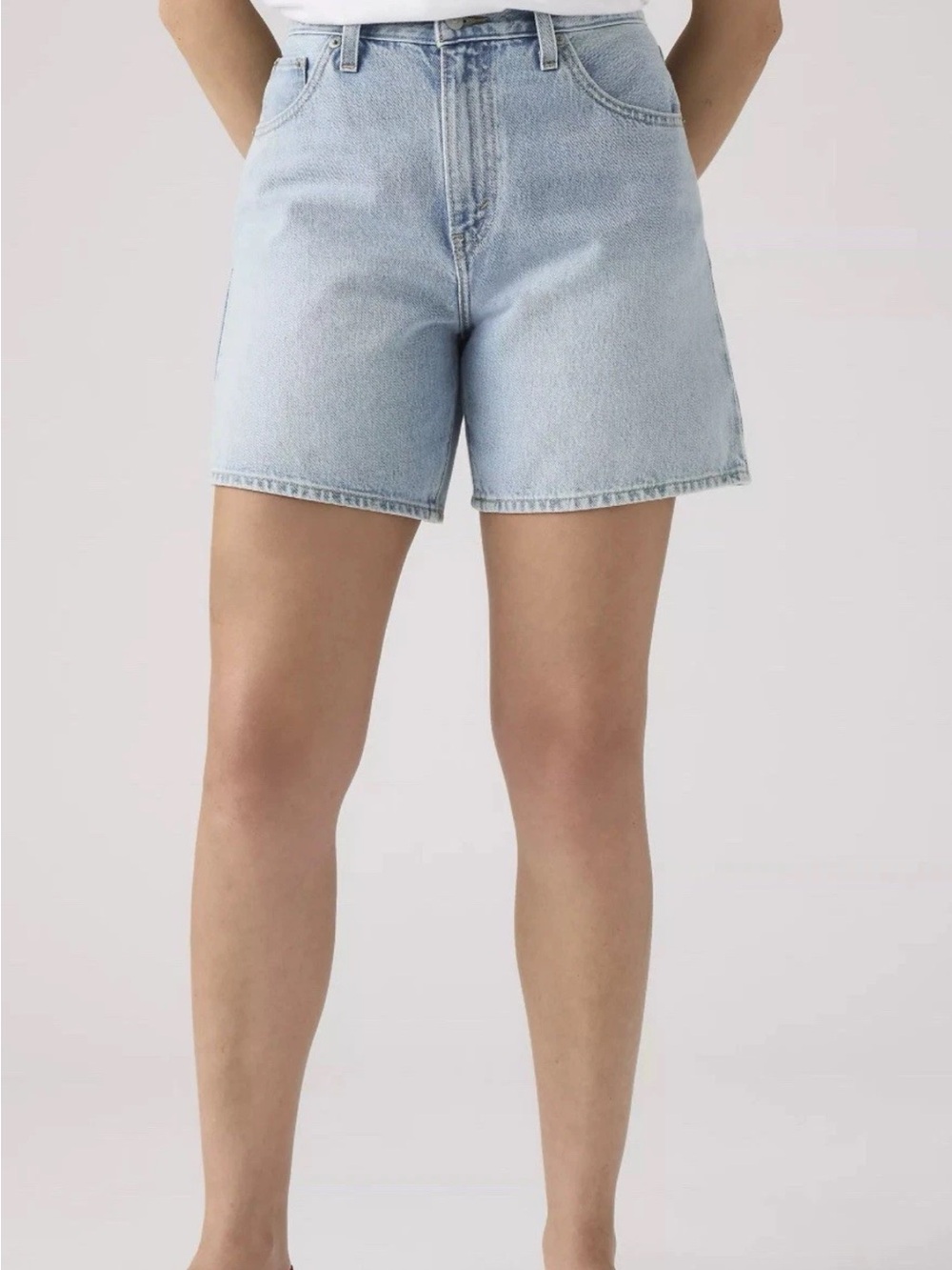 Levi's Blue Lightweight Linen+Denim High Rise Baggy Shorts - Picture 10 of 11